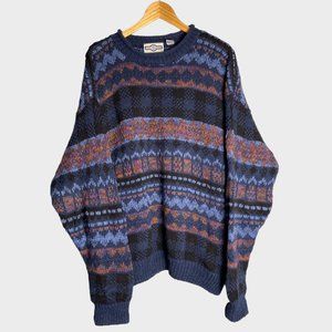 Vintage 90s Knit Patterned Grandpa Sweater